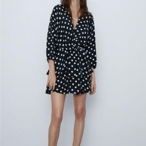 Zara Black and White Polka Dot Mini Dress | Size Small